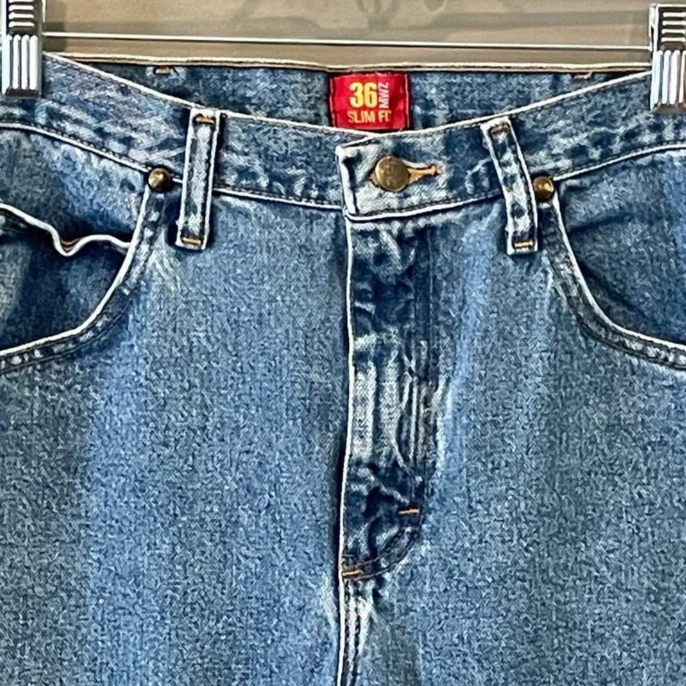 Wrangler 36MWZ Cowboy Cut Slim Fit Jeans Mens 32x36 Stonewash Blue Denim NEW